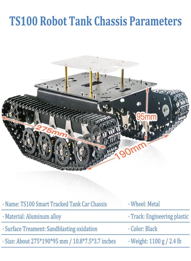 SmaringWing Professional Shock Absorption Smart Robot Tank Car Chassis Kit for Arduino/Raspberry Pie/Micobit, Remote Control Crawler Tracked Suspension Absorbing Vehicle with 2pcs Encoder DC Motors - Image 2